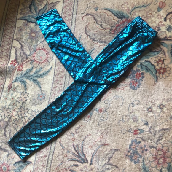 TWEEN MERMAID shiny metallic scale Leggings - Picture 15 of 15